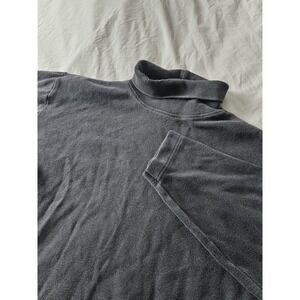 Vintage 90s GAP Faded Blank‎ Ribbed Knit Turtleneck Sweater Gray Mens Xl